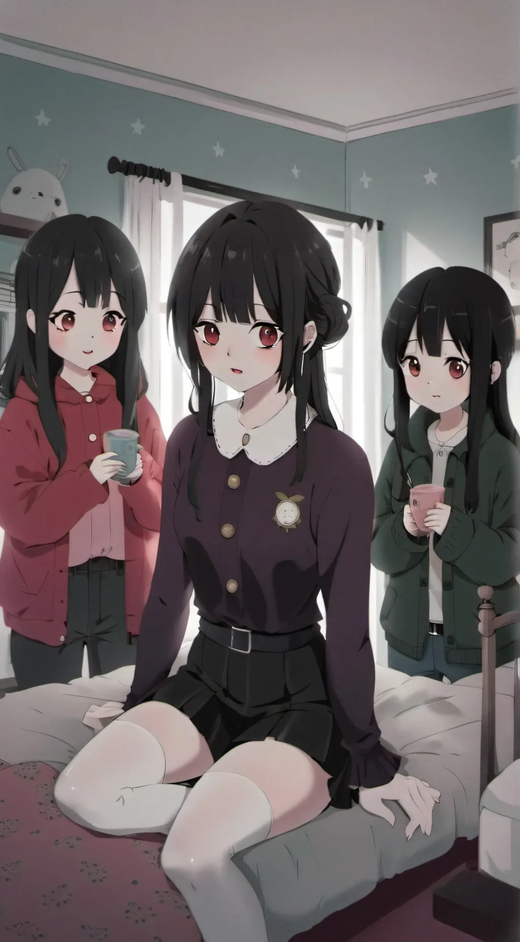 ai character: Mia, Chico, Nina background