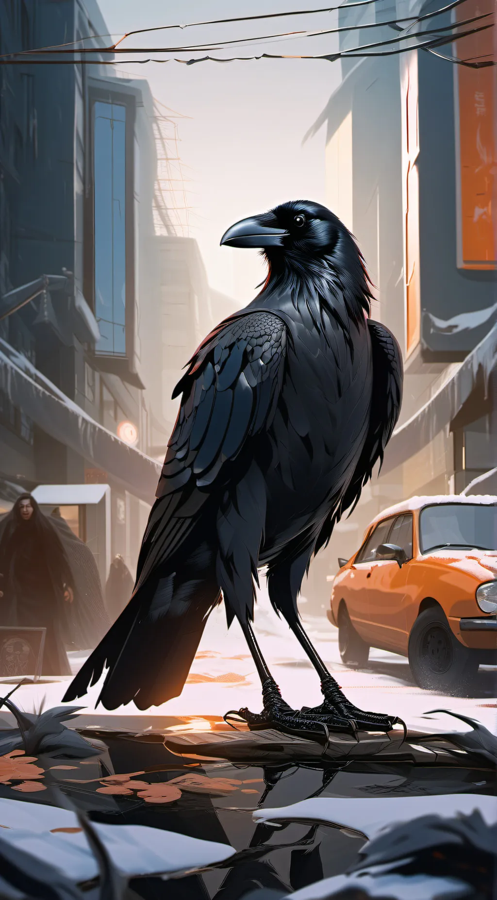 ai character: crøw CAW background