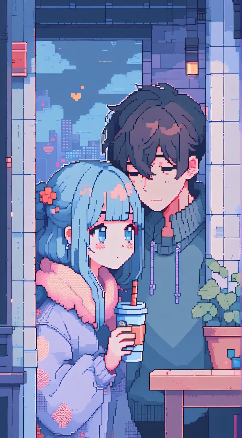 ai character: Connor and Evie  background