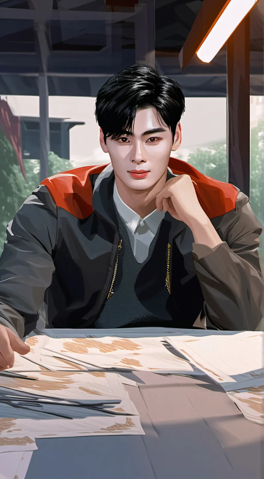 ai character: EUN WOO  background