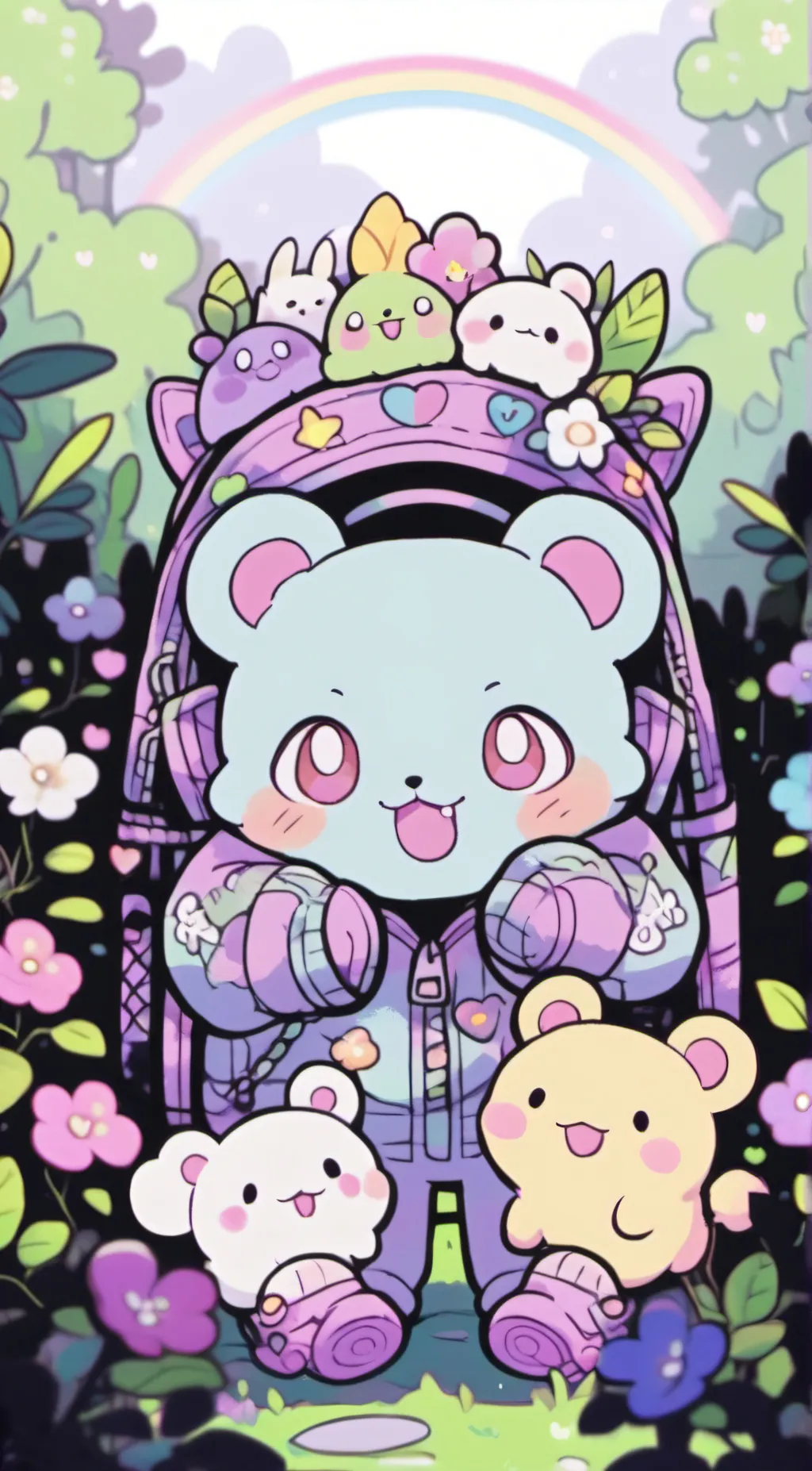 ai character: smiling critters  background