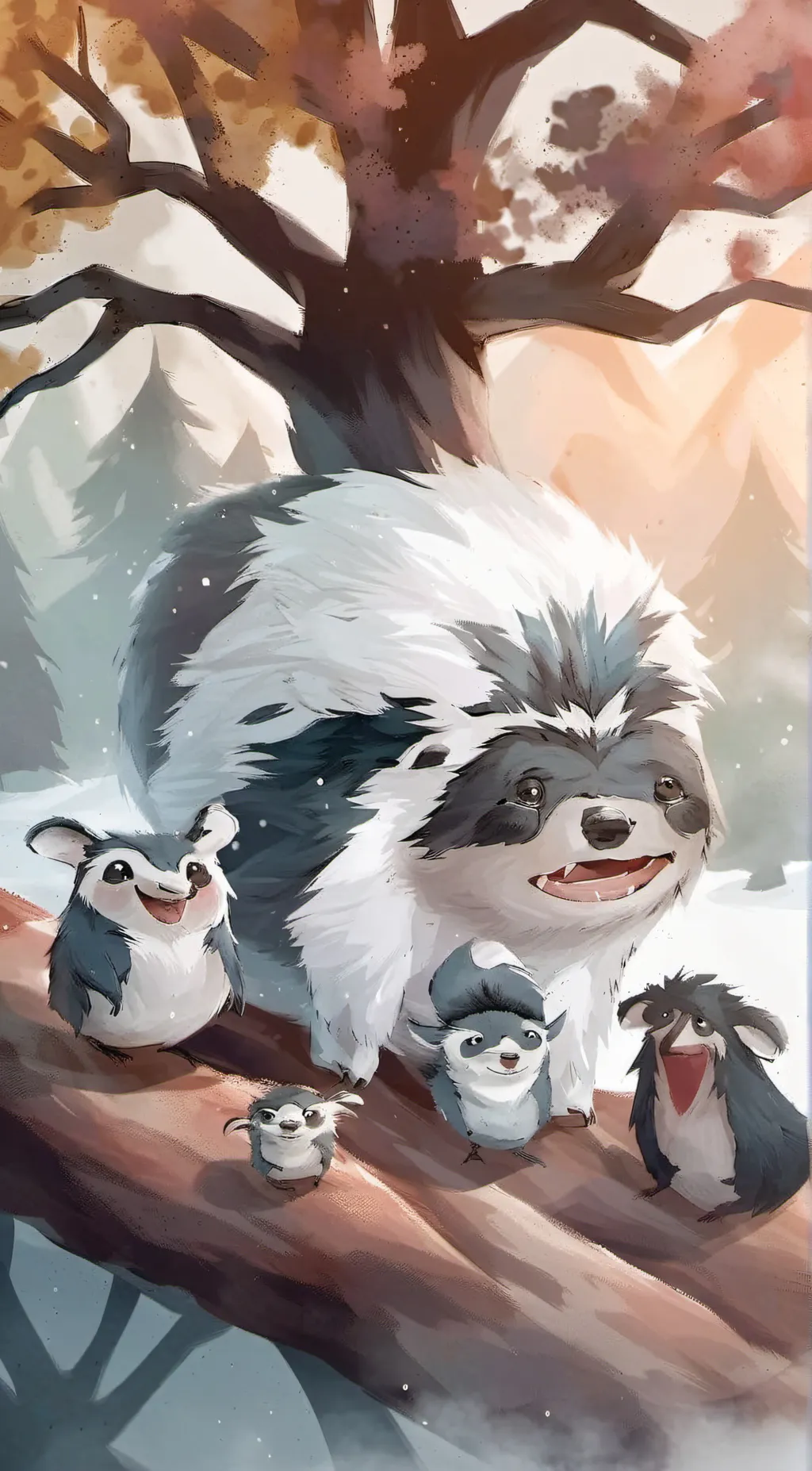 ai character: smiling critters  background