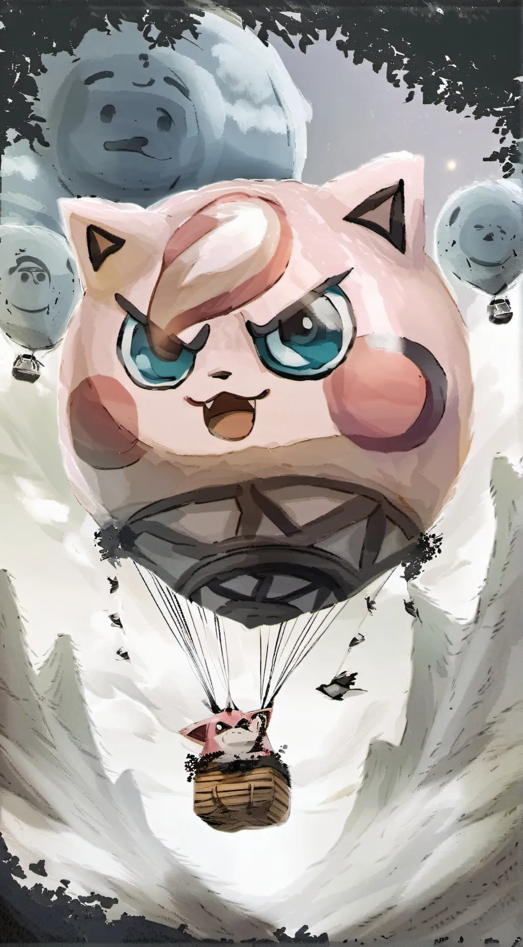 ai character: Jigglypuff balloon background