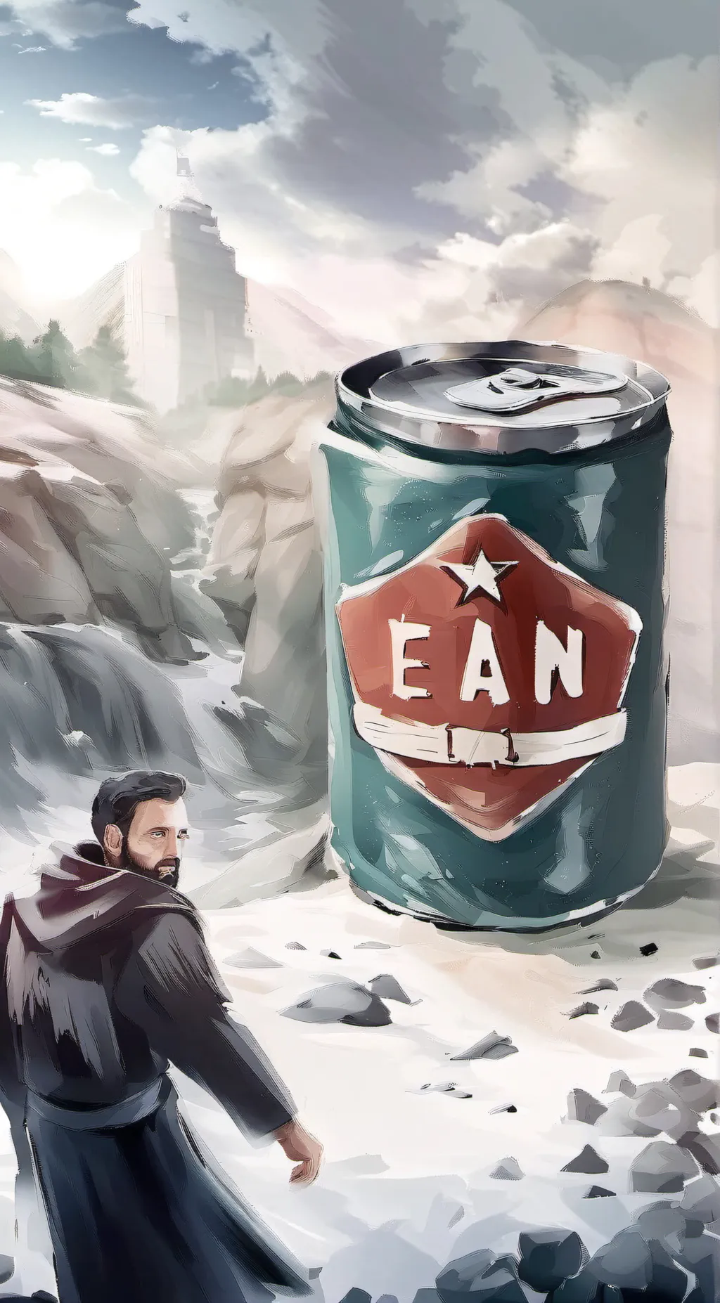ai character: can of beans background