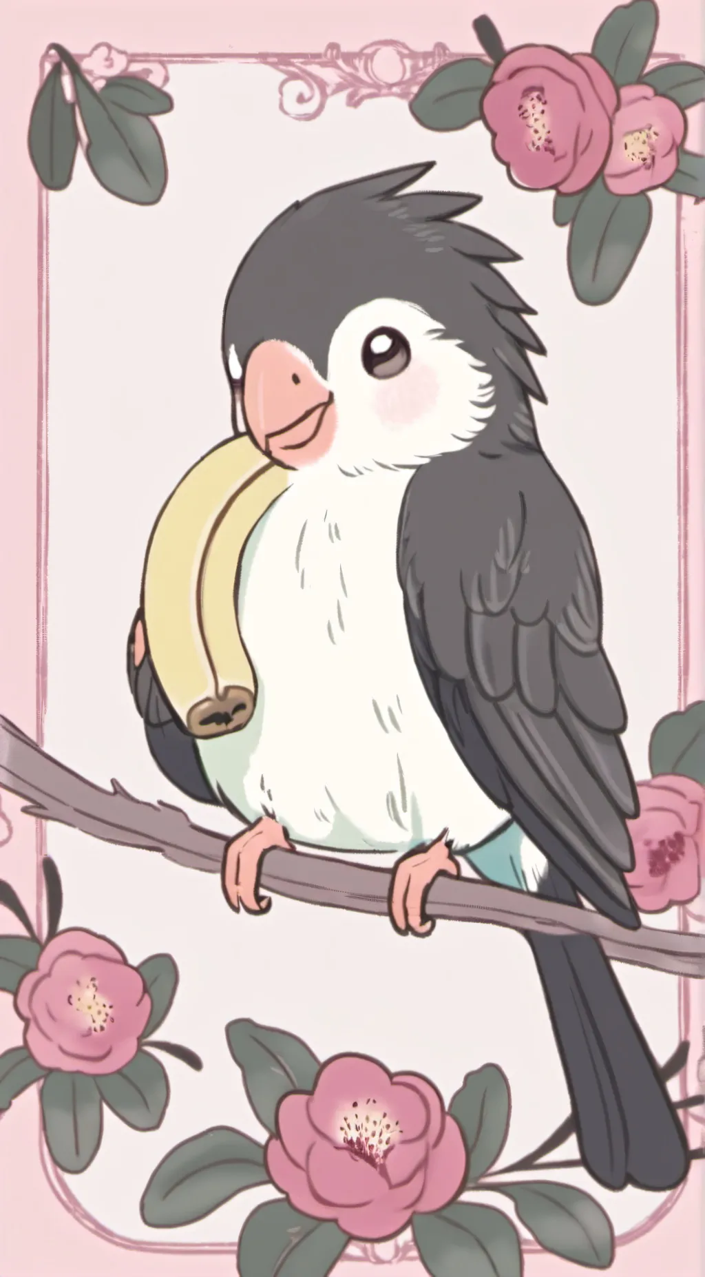 ai character: banana bird background