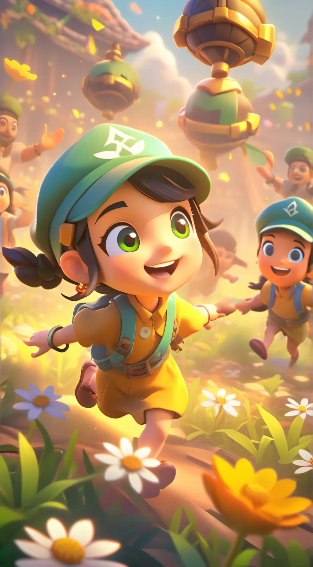 ai character: Smiling critters background