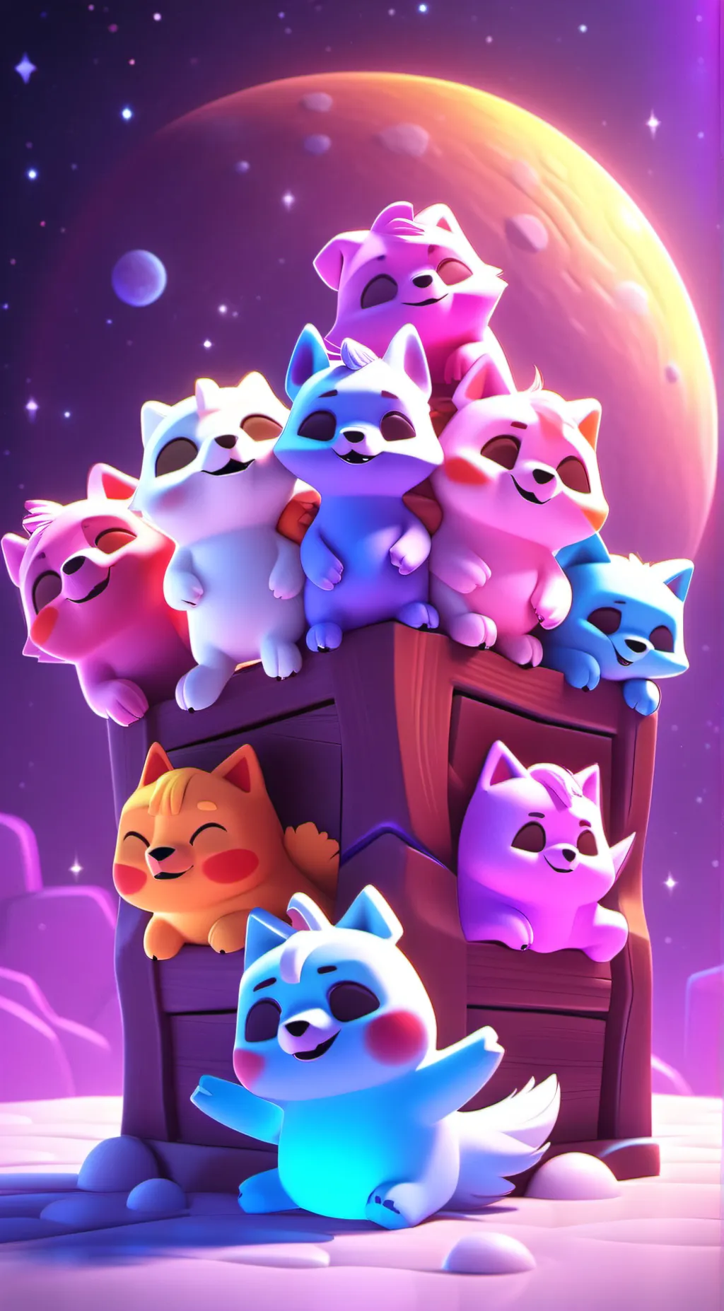 ai character: Smiling critters  background