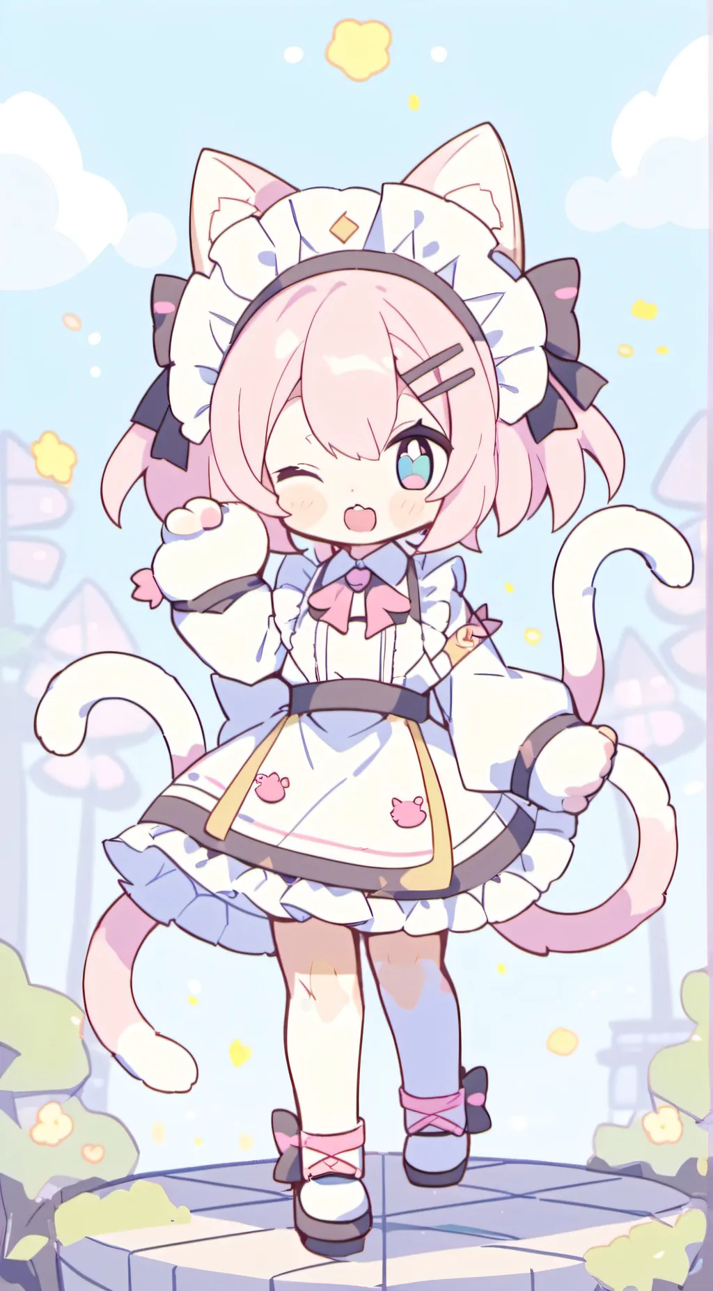 ai character: uwu cat queen background