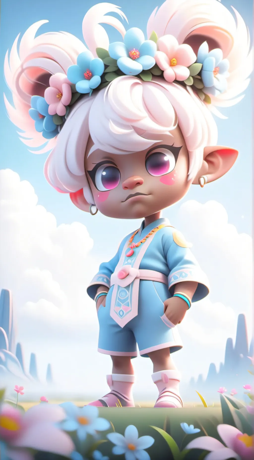 ai character: Violet background