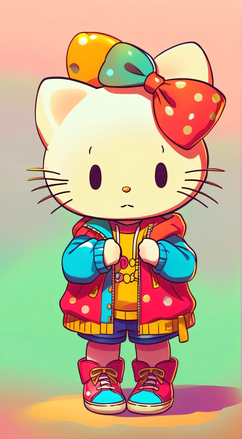 ai character: Hello kitty background