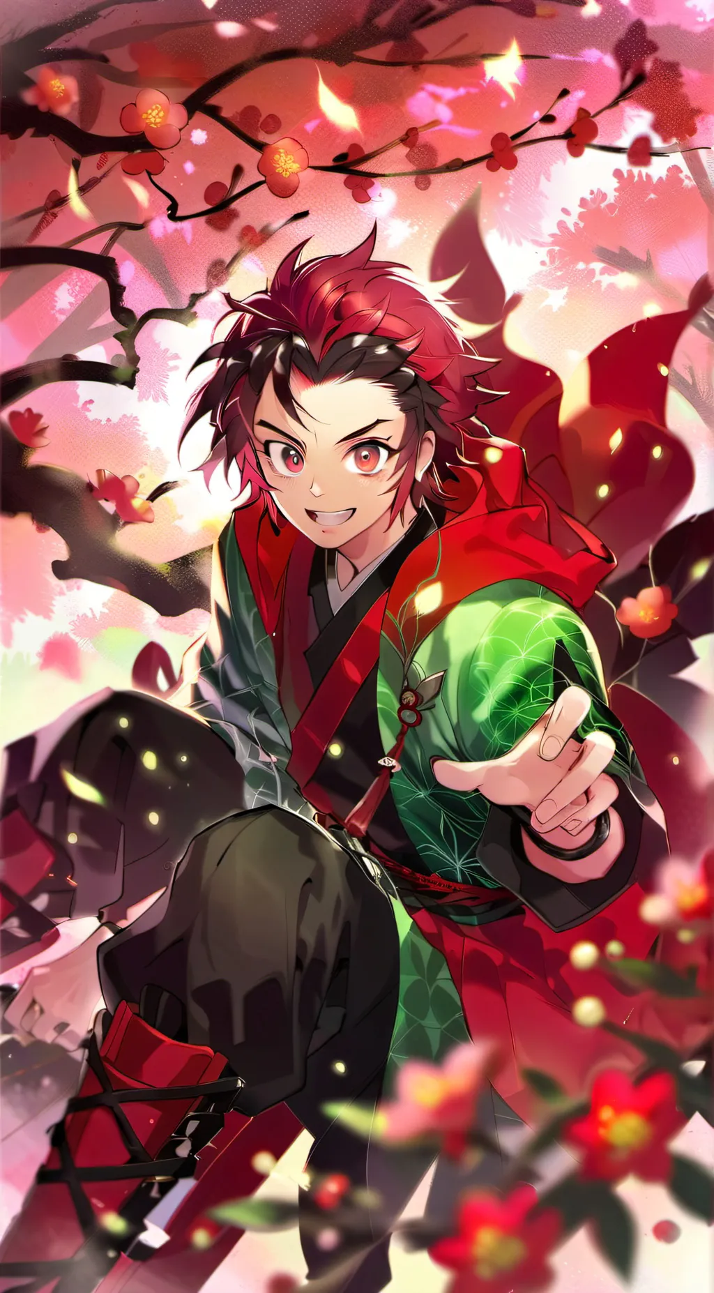 ai character: Tanjiro  background
