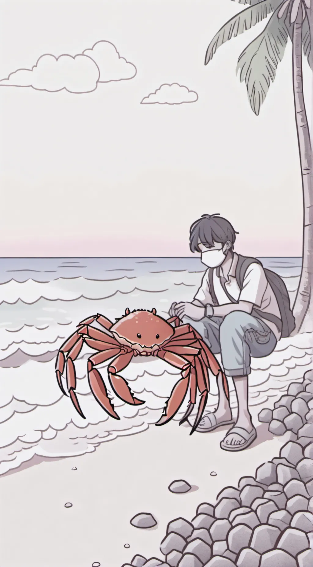 ai character: Washed up island• background