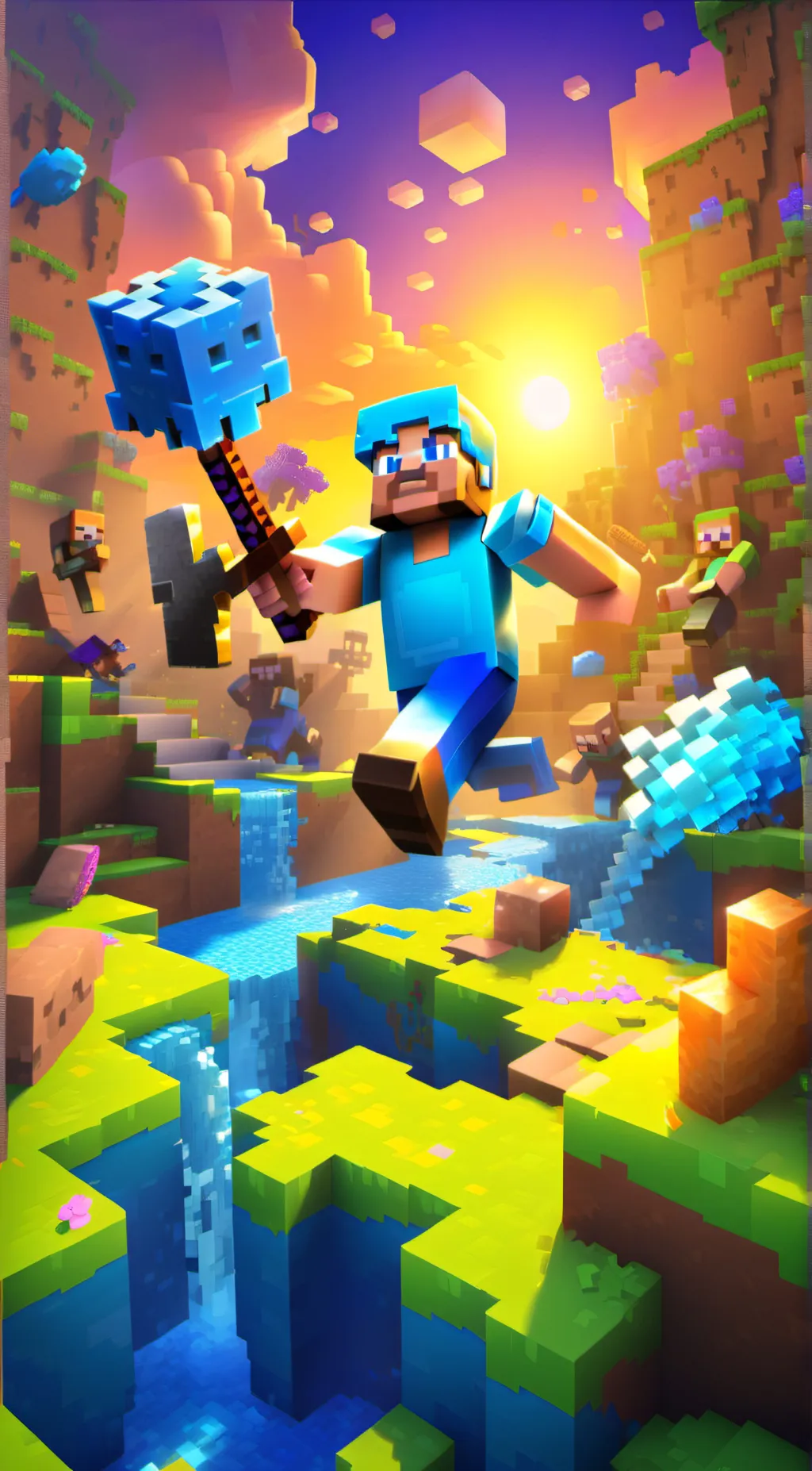 ai character: gamer Minecraft background