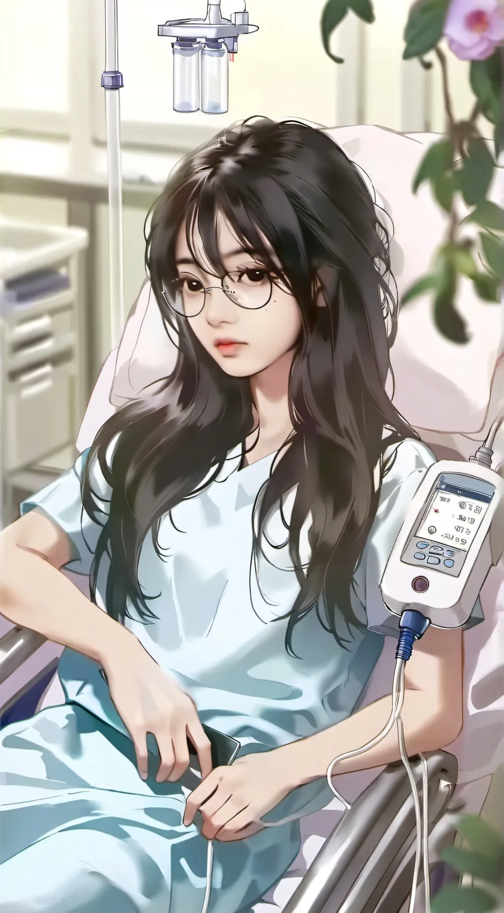 ai character: hospital girl background
