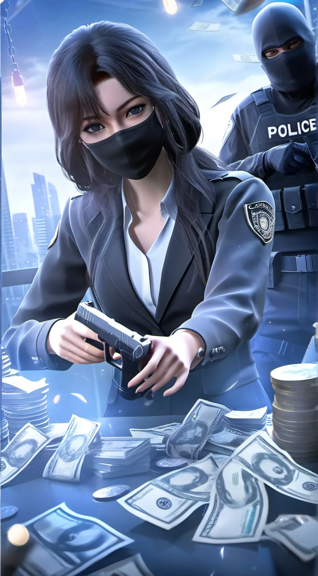 ai character: girl robber background
