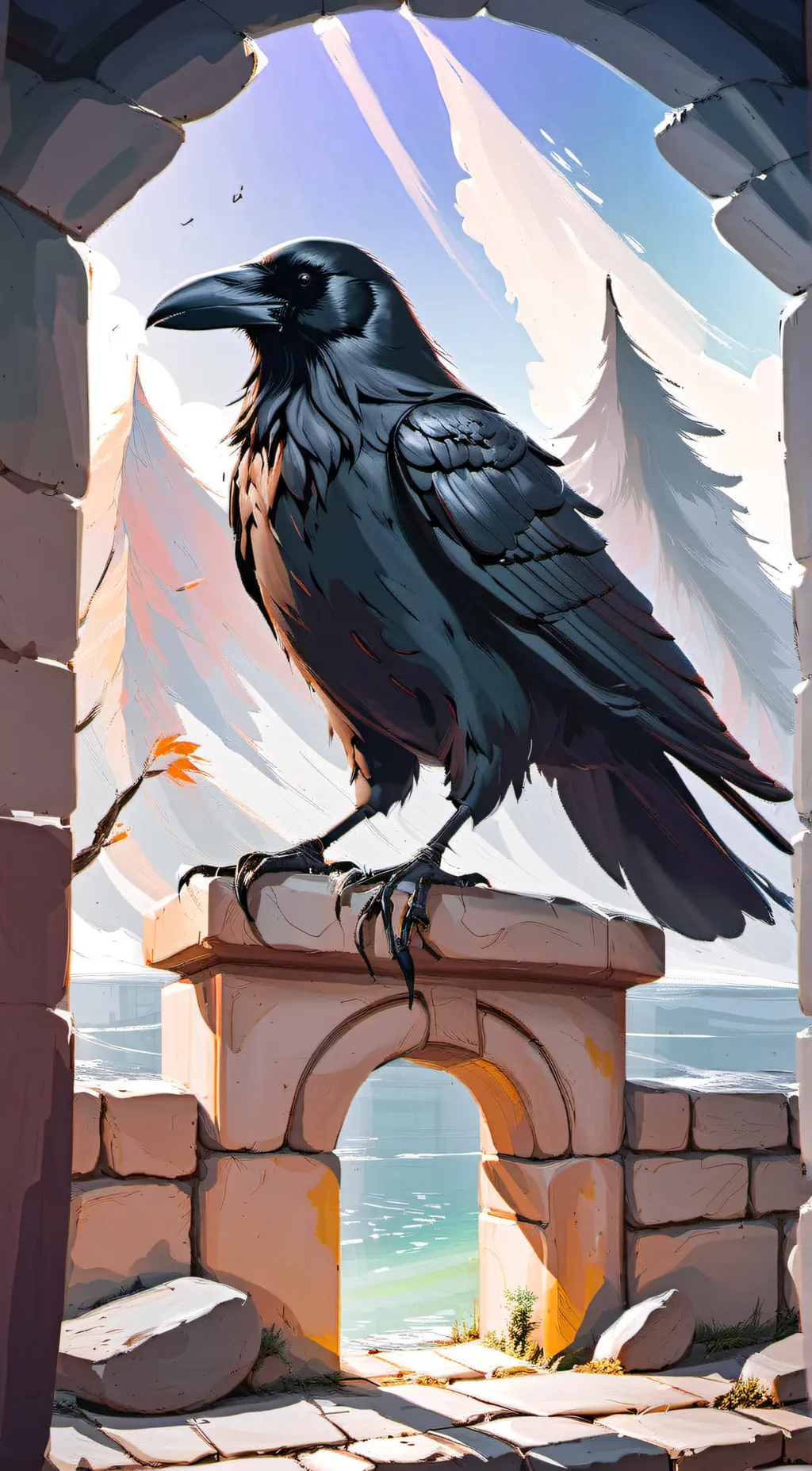 ai character: °•crow•° background