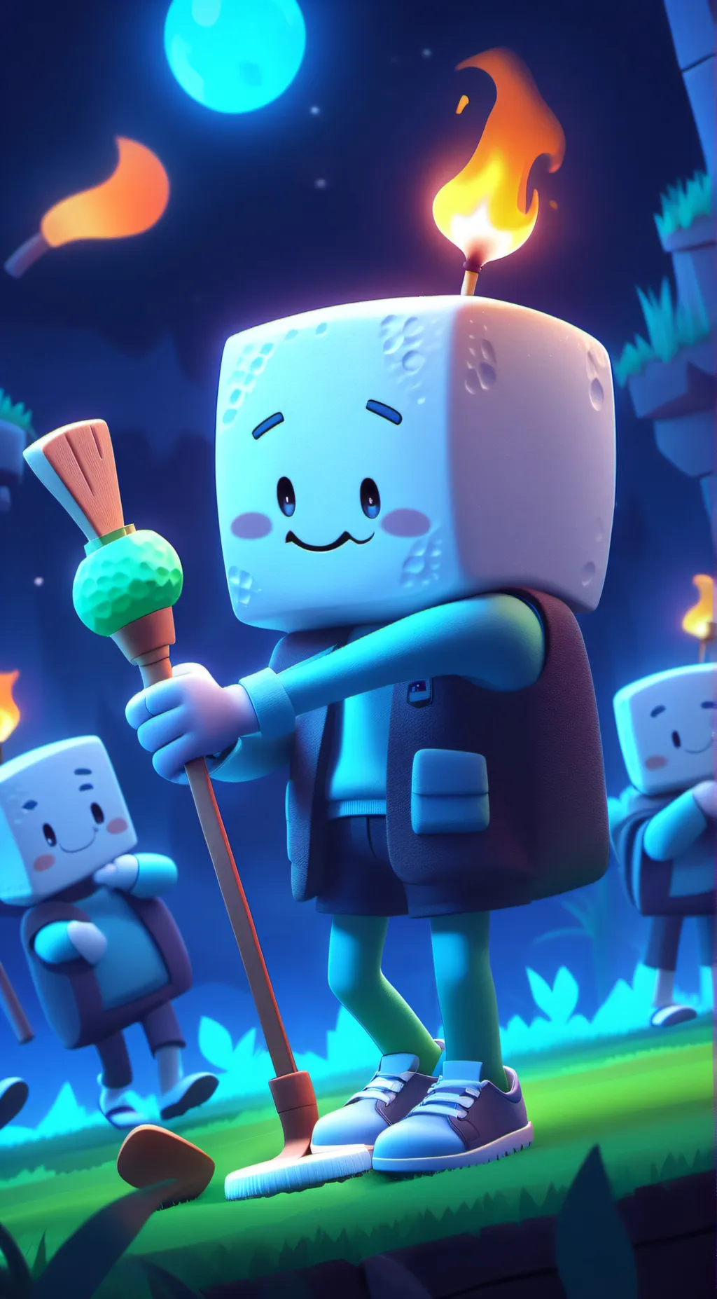 ai character: bfdi boys night background