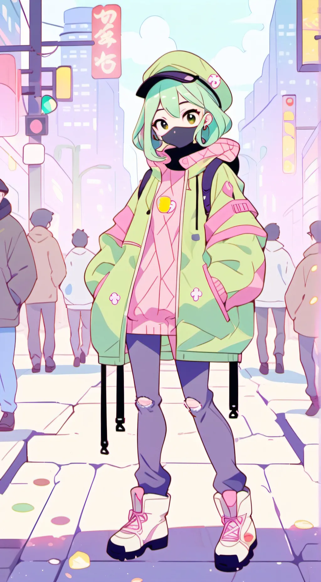 ai character: Violet background