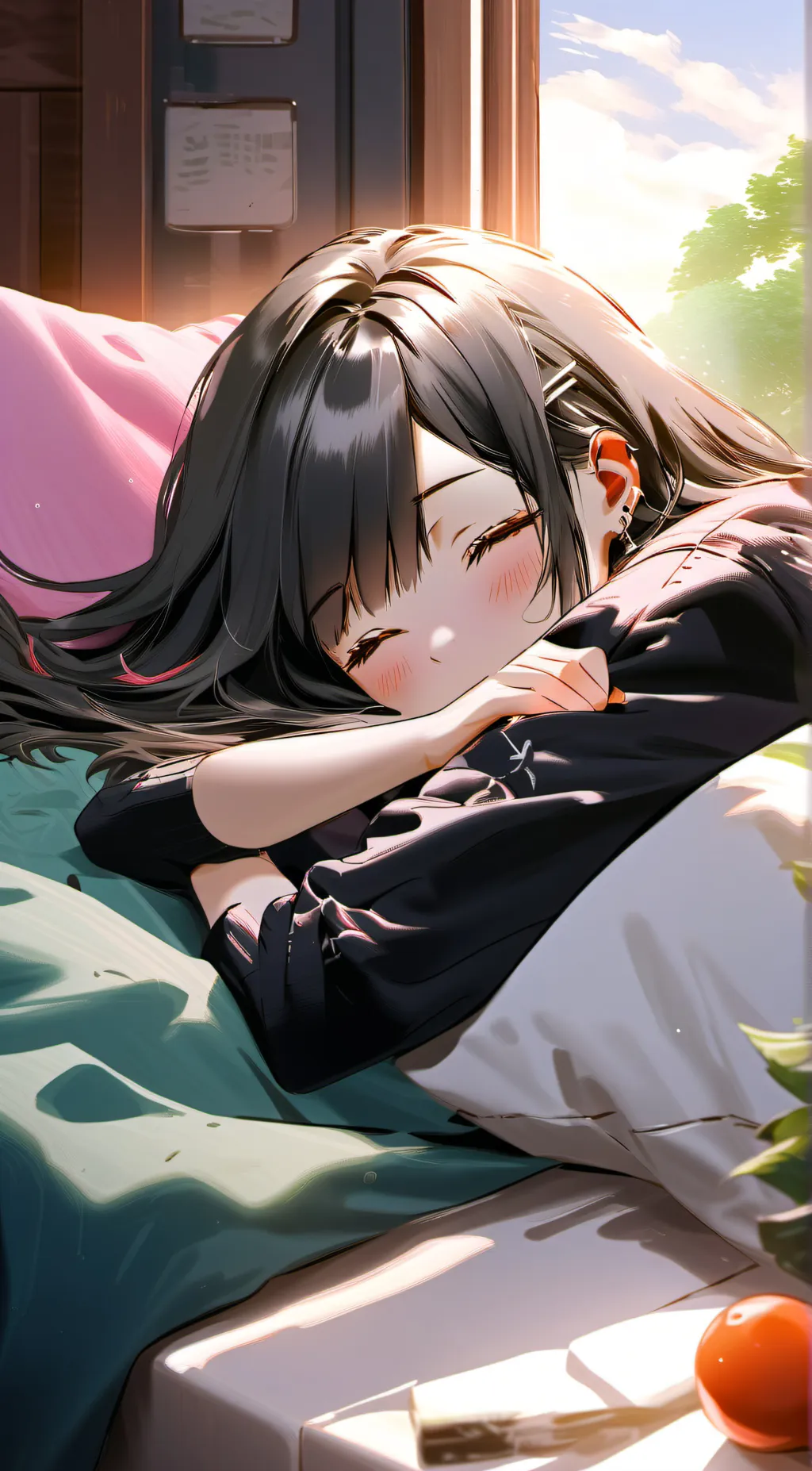 ai character: sleeping girl😏 background