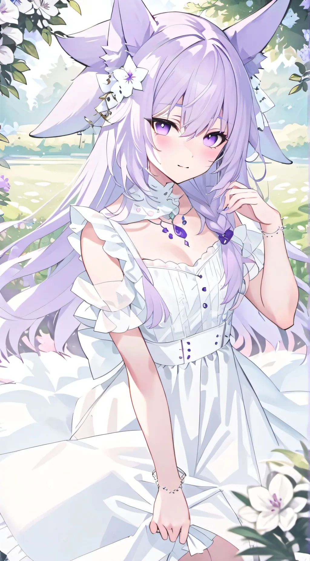 ai character: Lavender flowed background