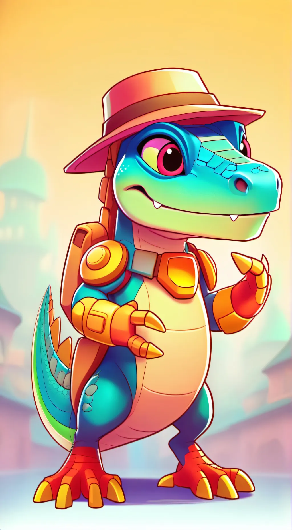 ai character: mecha lizard background