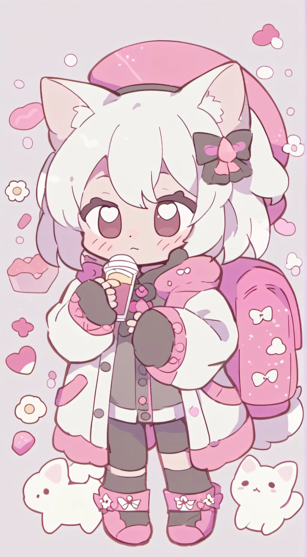 ai character: Catnap kawaii background