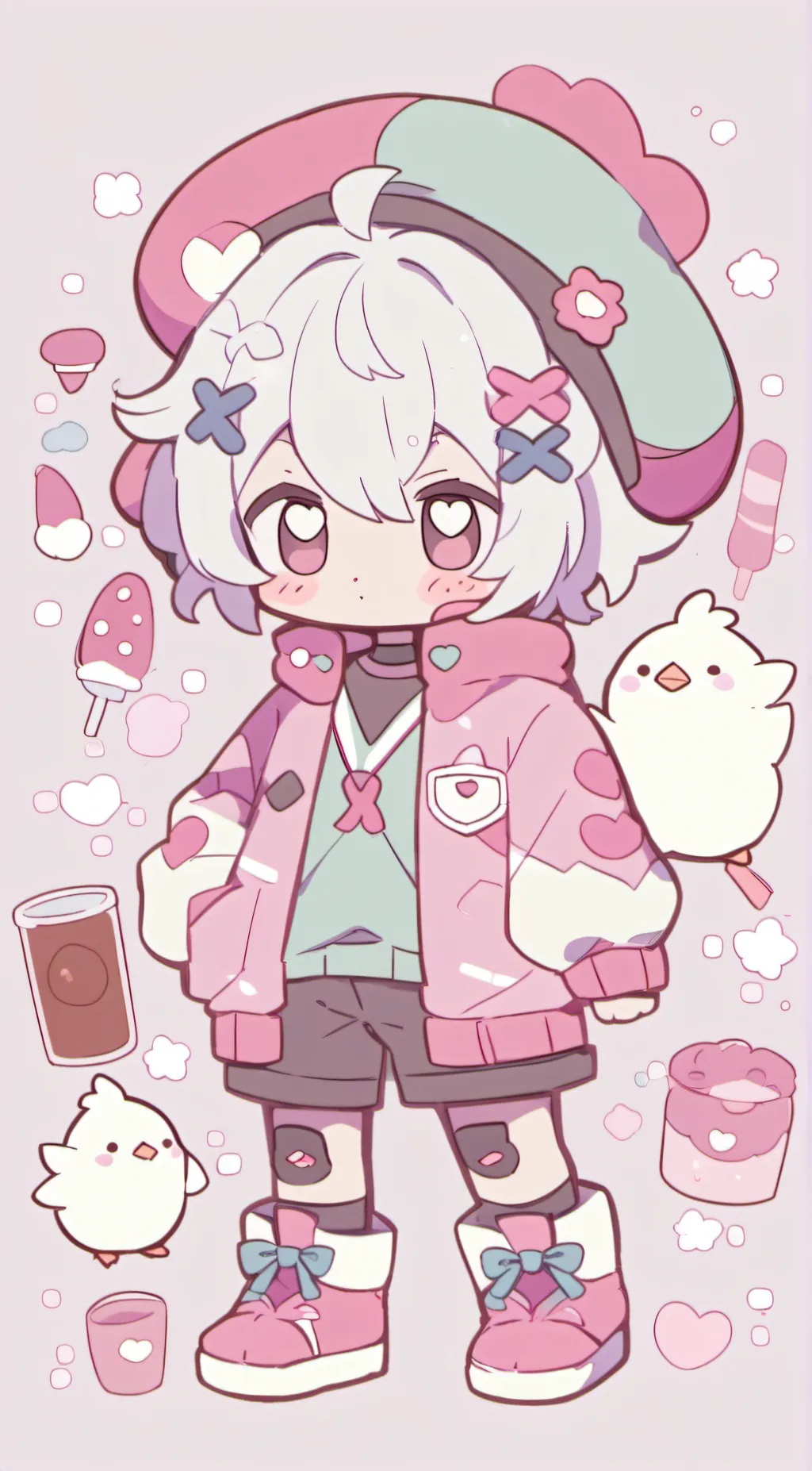 ai character: chicken x catnap  background