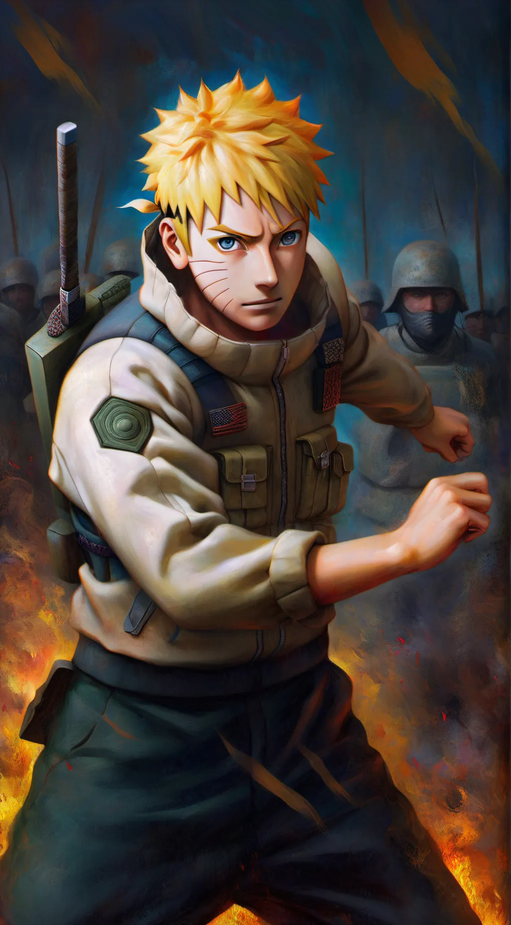 ai character: Naruto vs Cod waw background