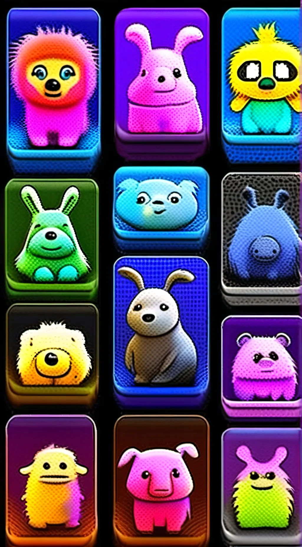 ai character: smiling critters background