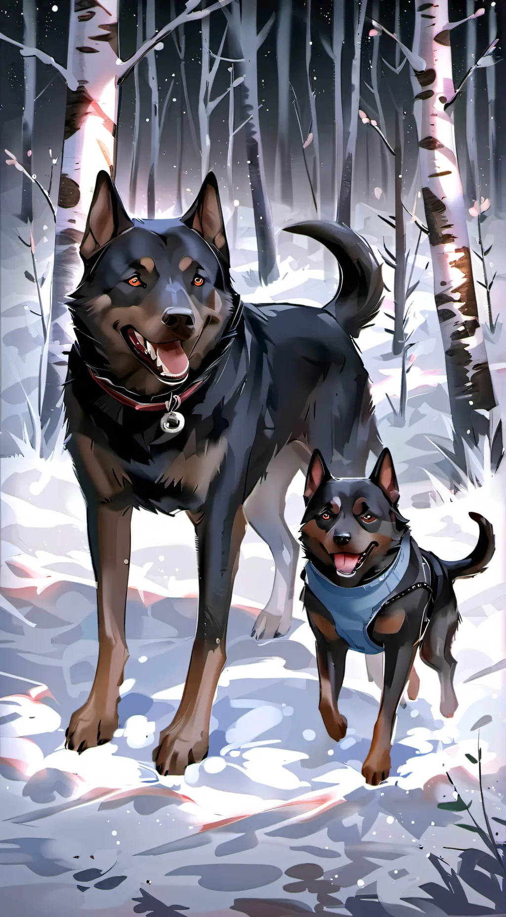 ai character: dog and baby dog background