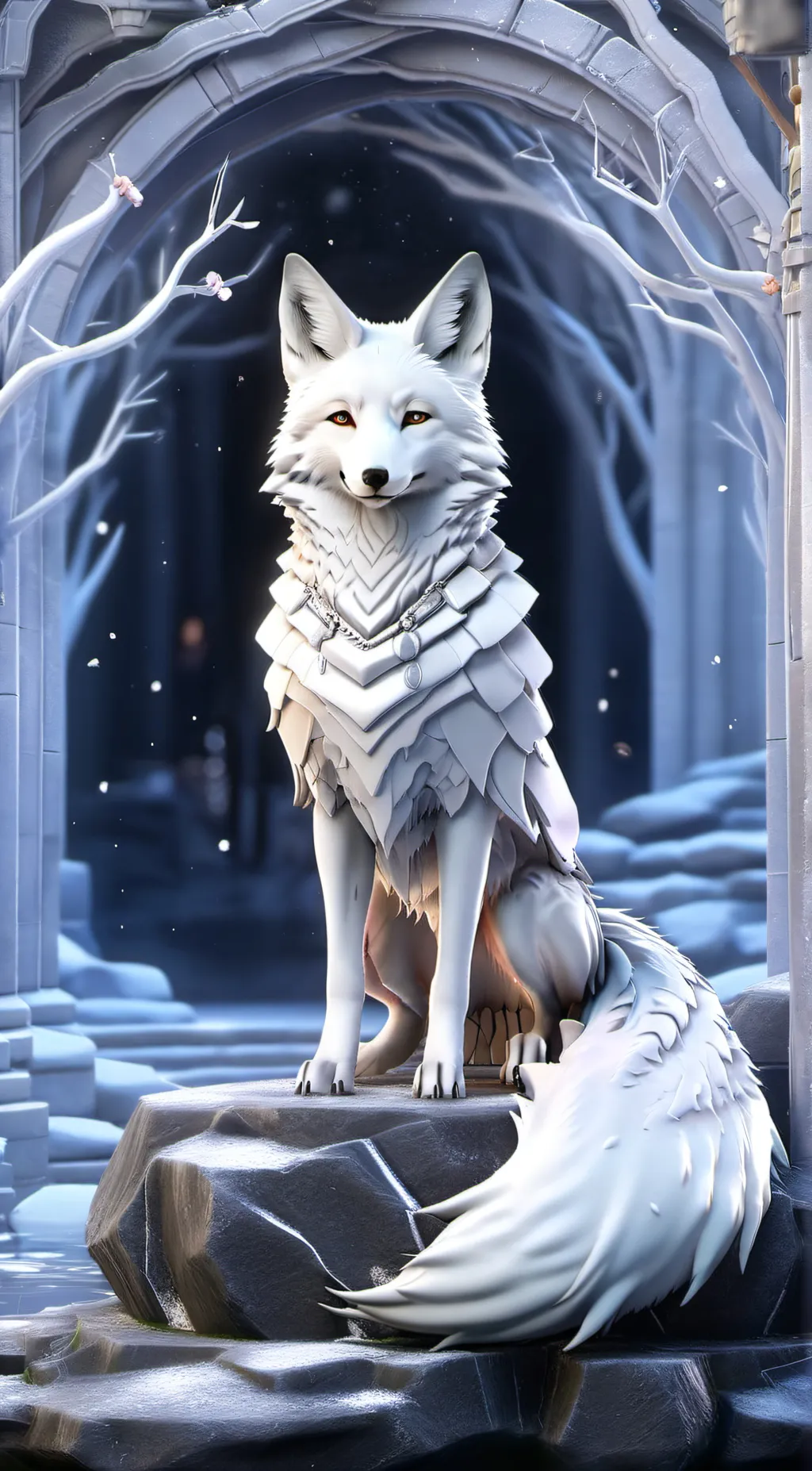ai character: female fox, background