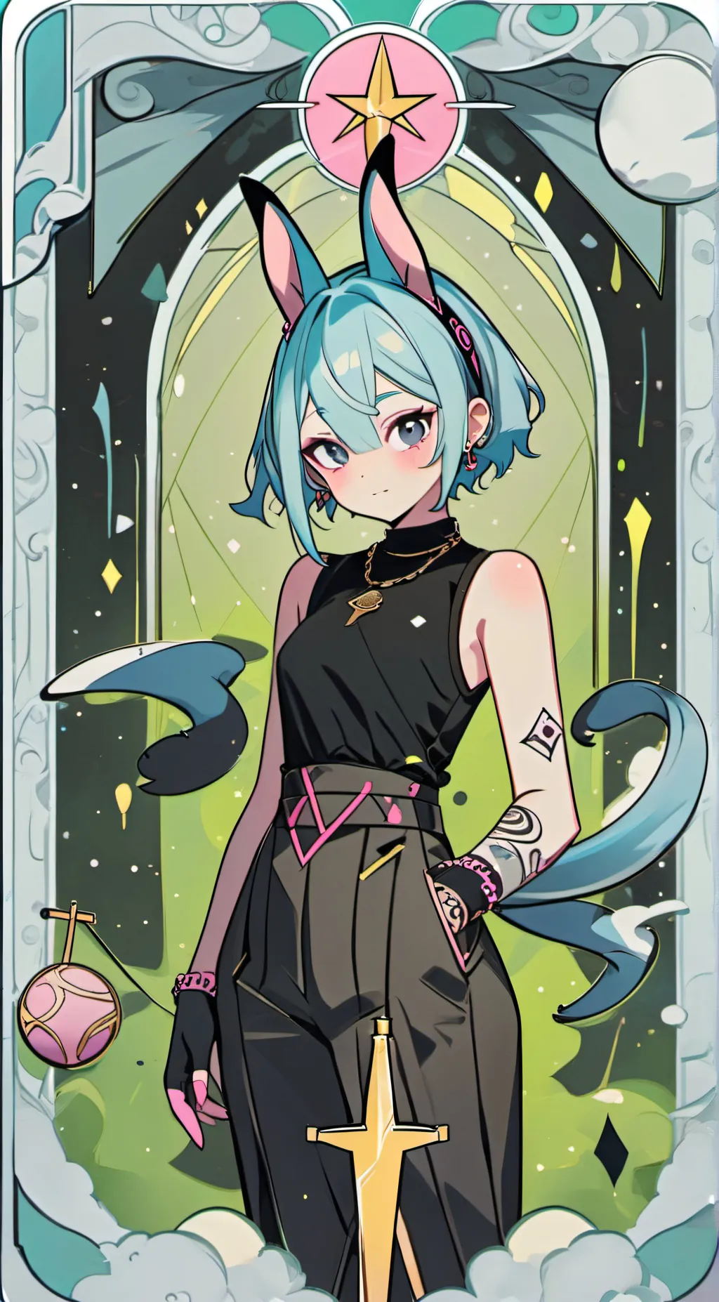 ai character: BlueBunni background