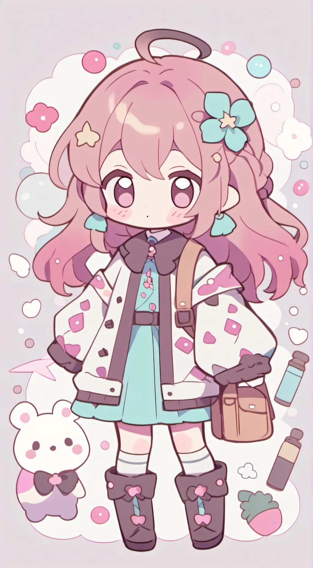 ai character: Little girl pink background