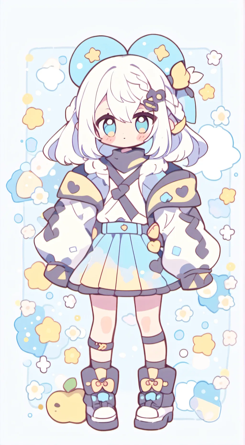 ai character: Little girl blue background