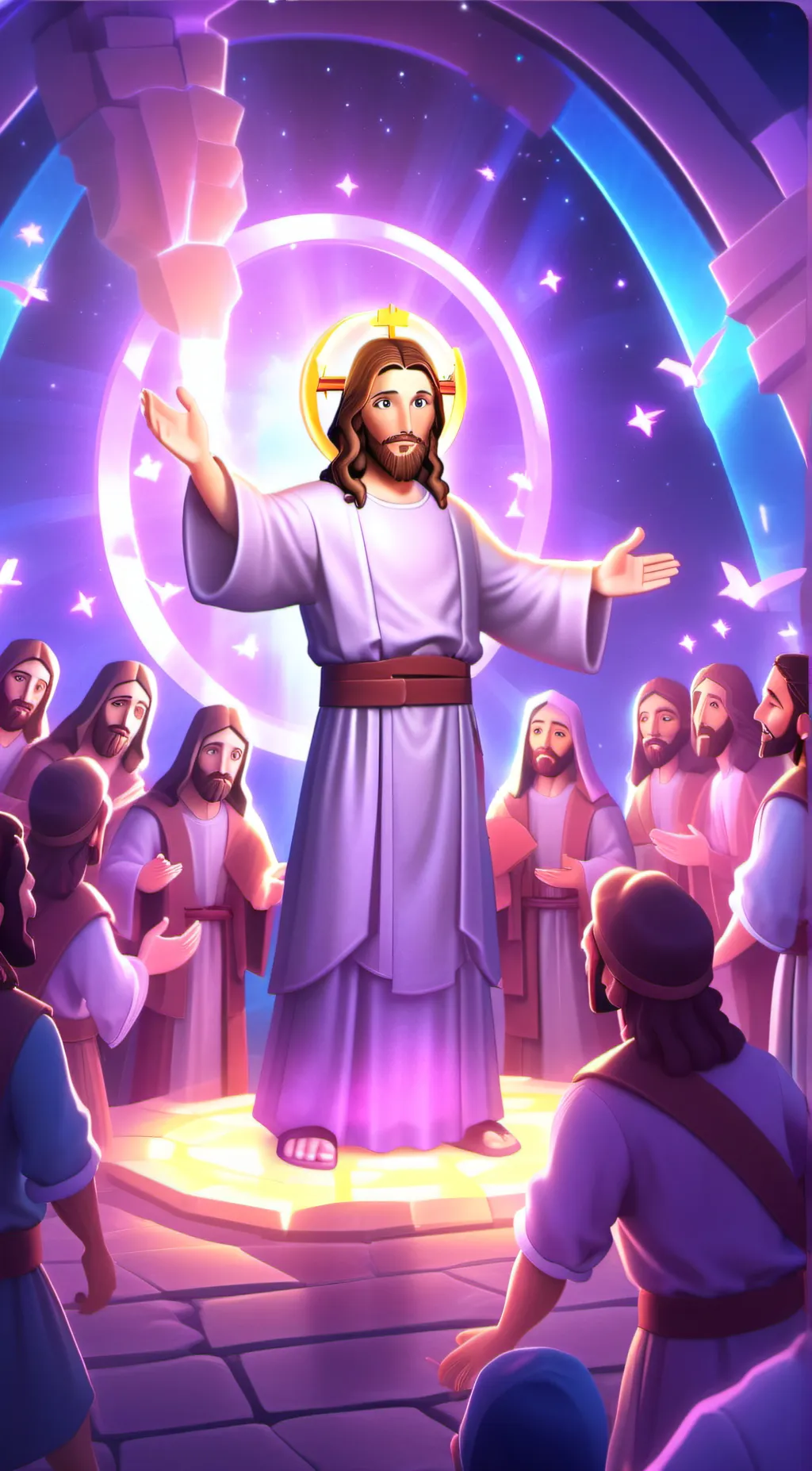 ai character: Jesus  background