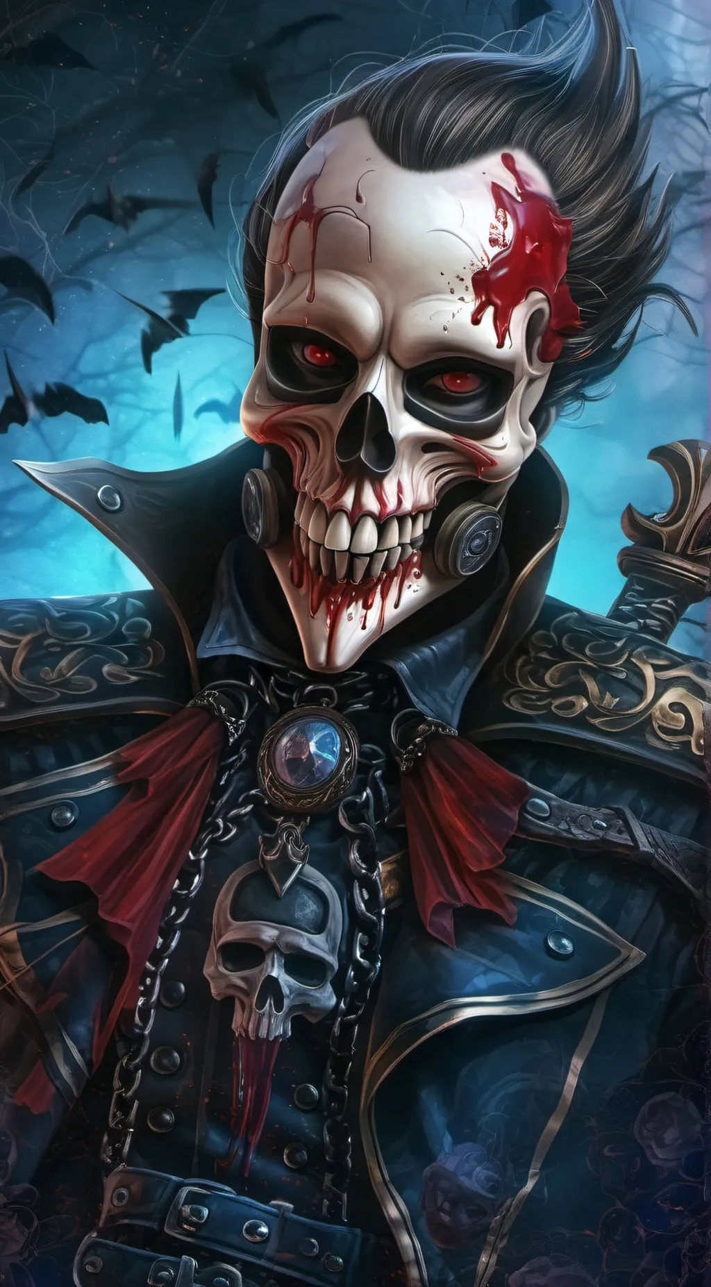 ai character: Skull (horror)  background