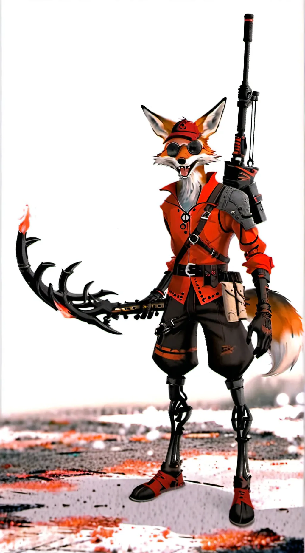 ai character: withered foxy  background