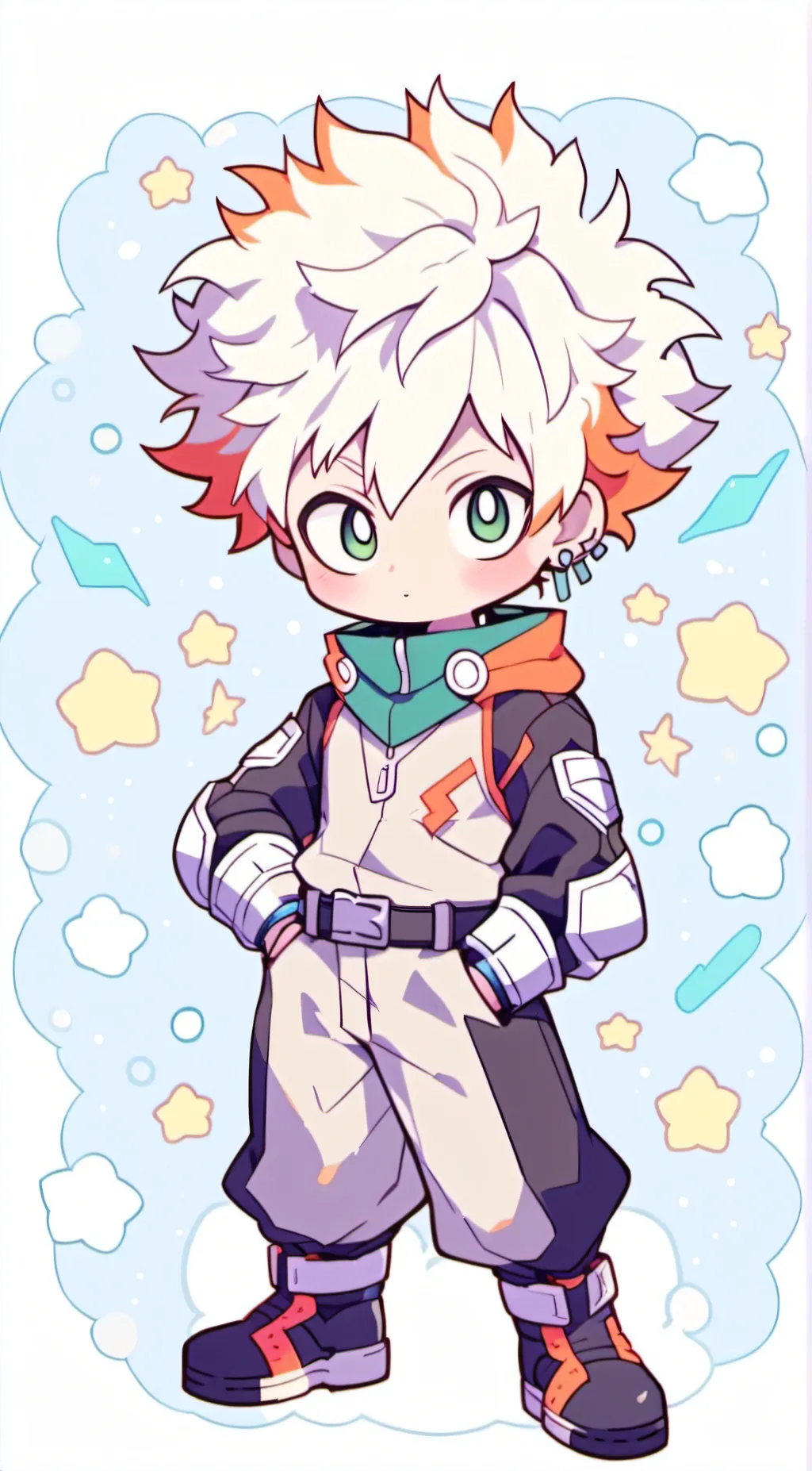 ai character: Bakugo in among us background