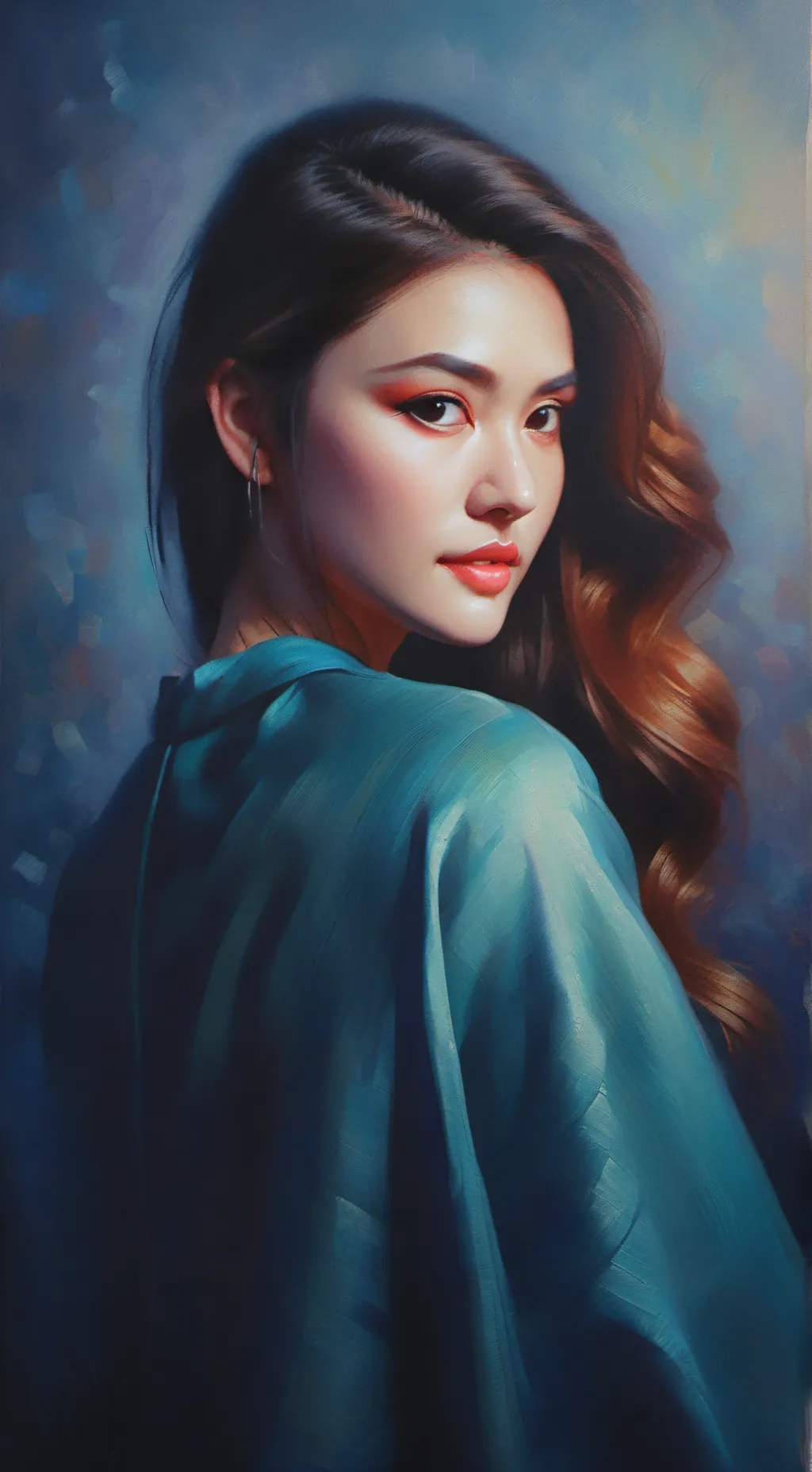 ai character: Rain bow background