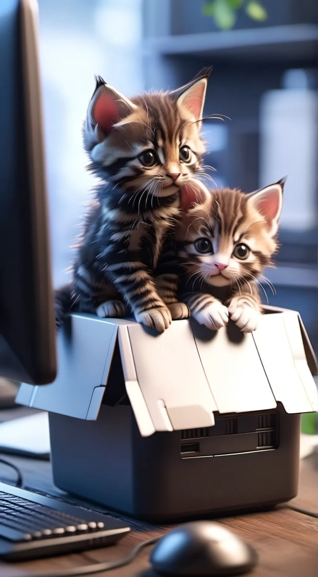 ai character: tiny kittens  background