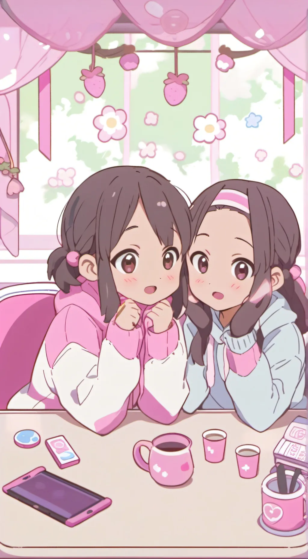 ai character: Kaia and Lily.  background