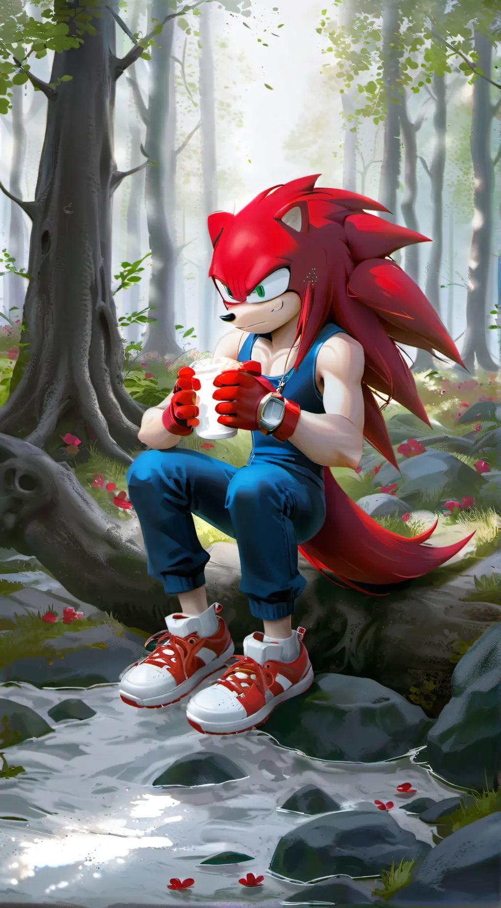 ai character: ❤️🤍• Knuckles •🤍❤️ background