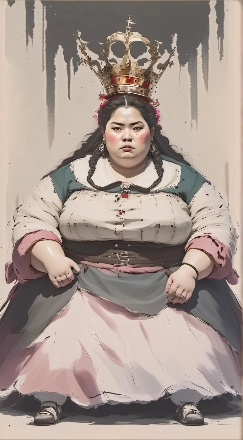 ai character: kidnaper queen fat background