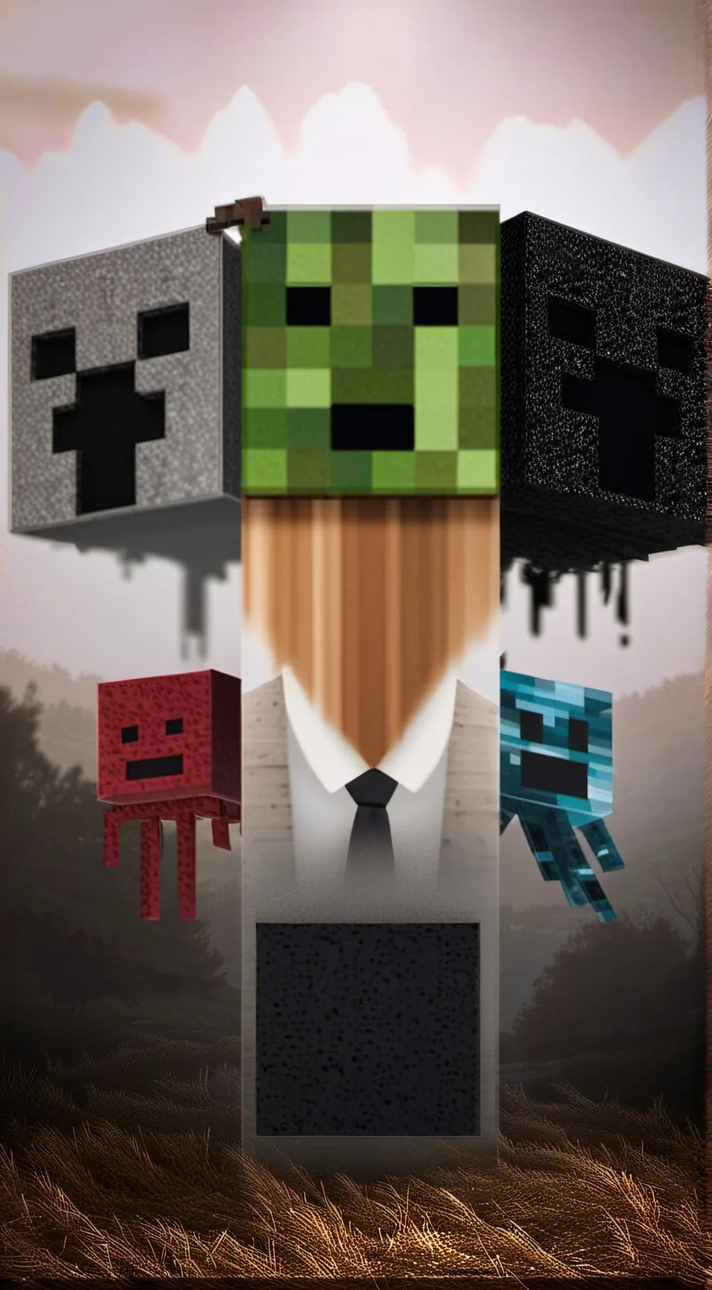 ai character: minecraft places background