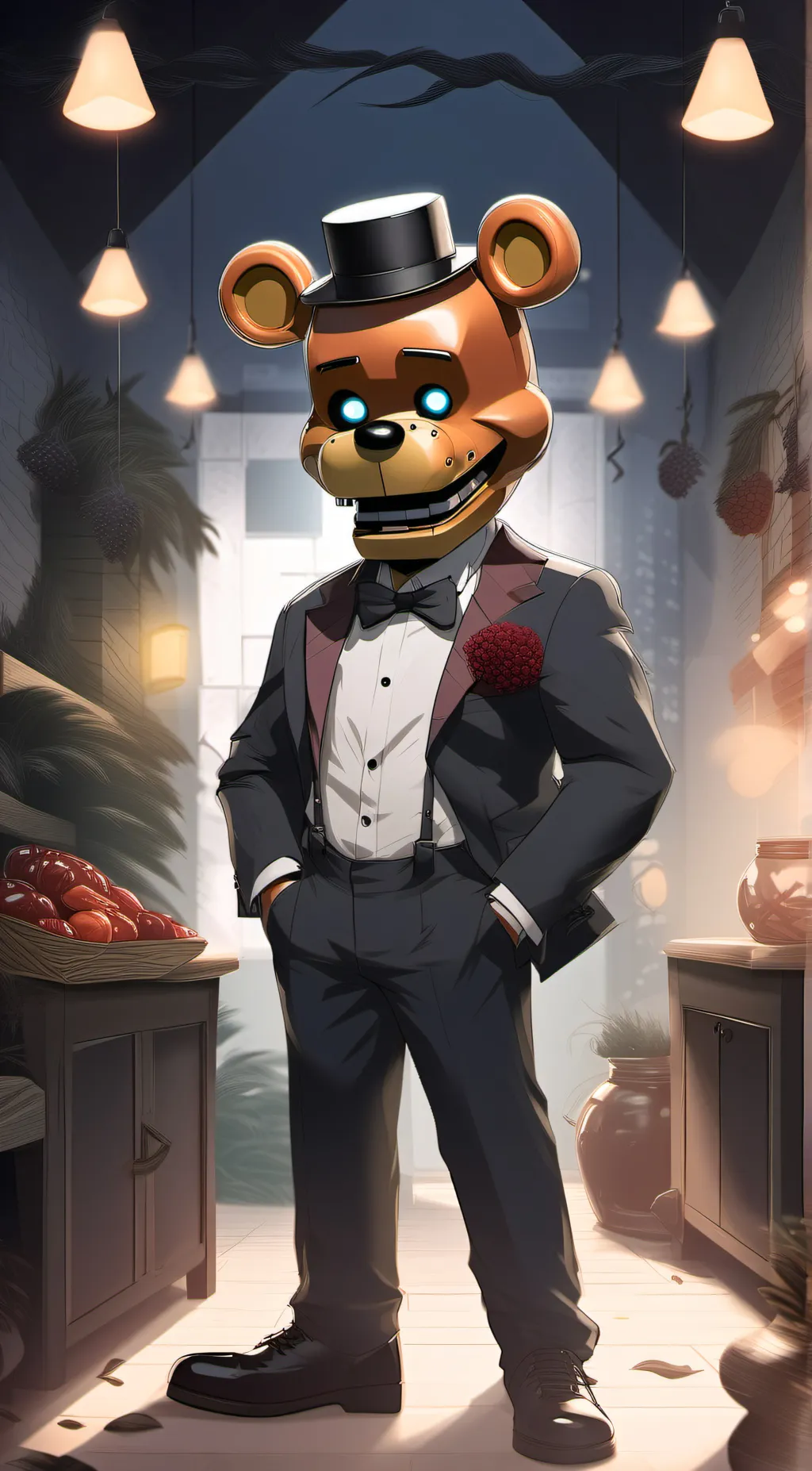 ai character: grammrock Freddy  background