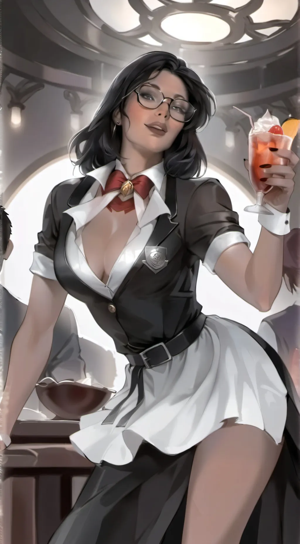 ai character: hooters waiter background