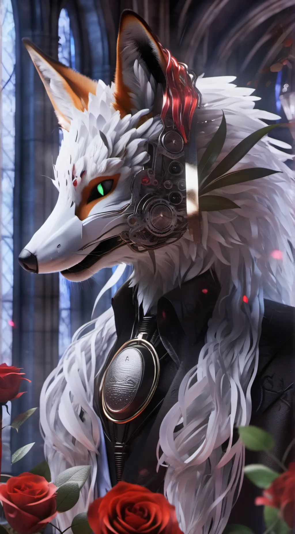 ai character: rockstar glam fox background