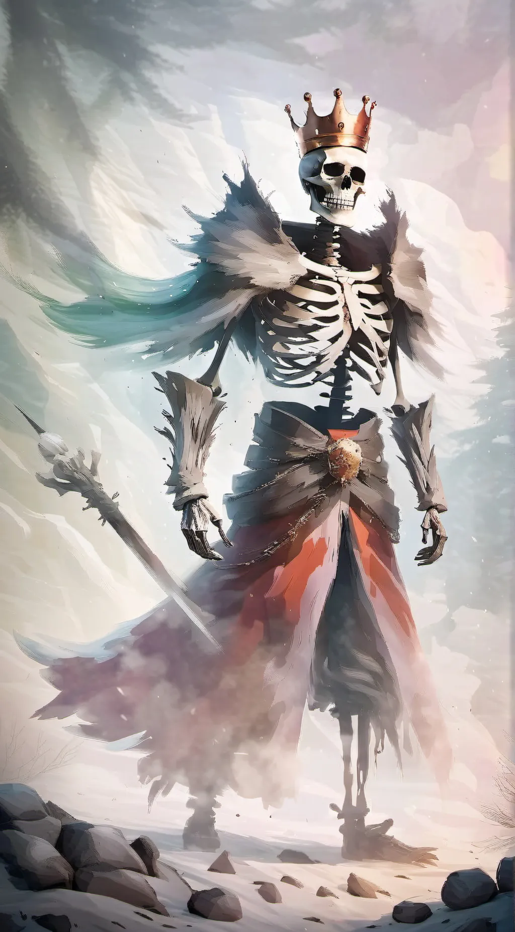 ai character: skeleton king background