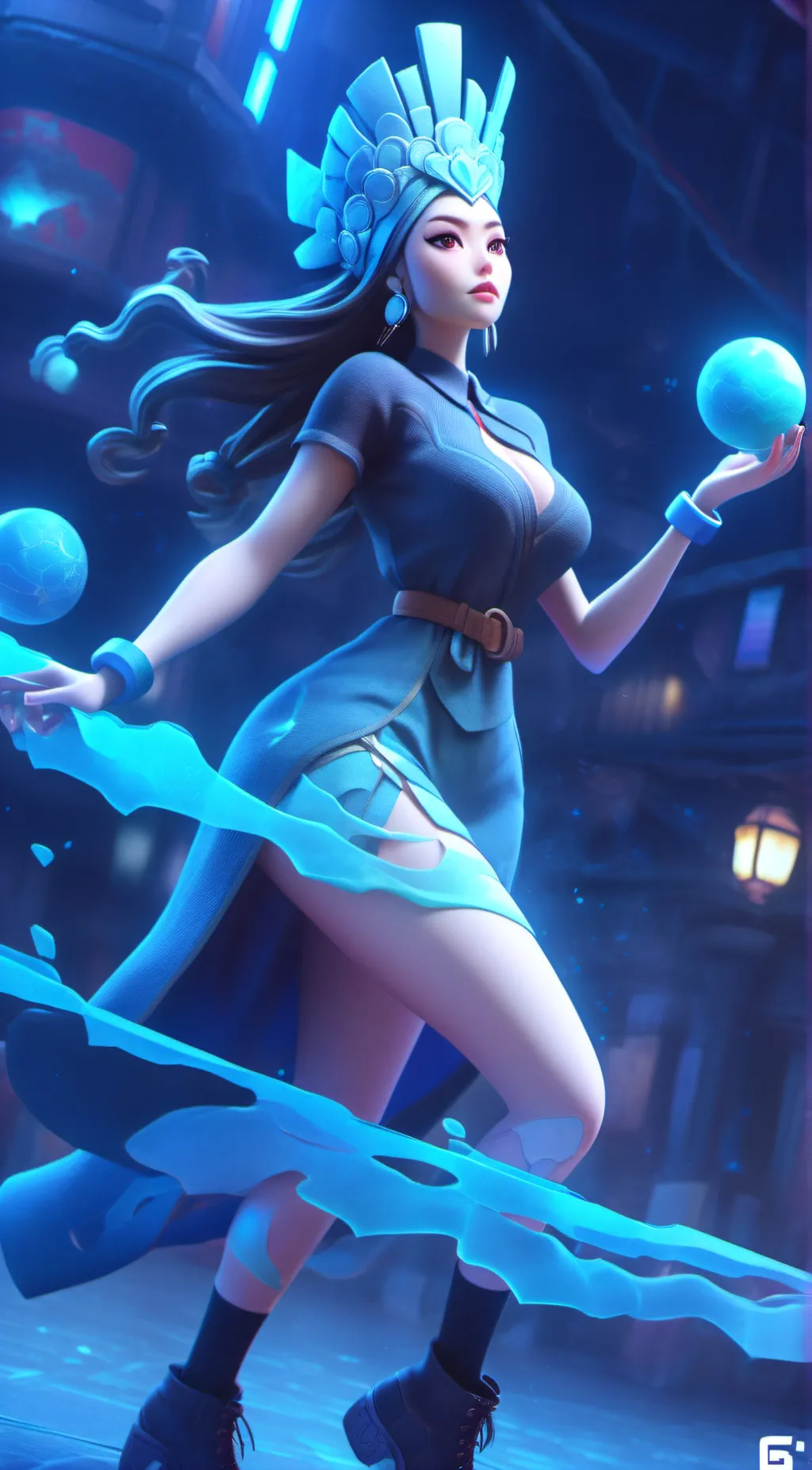 ai character: Blue background