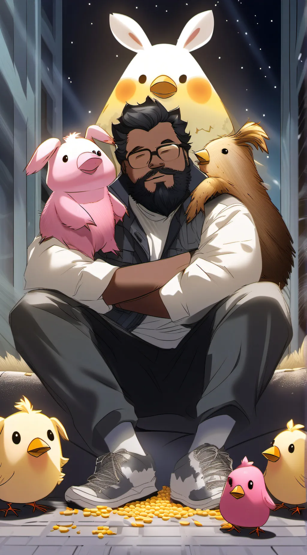 ai character: Smiling critters  background